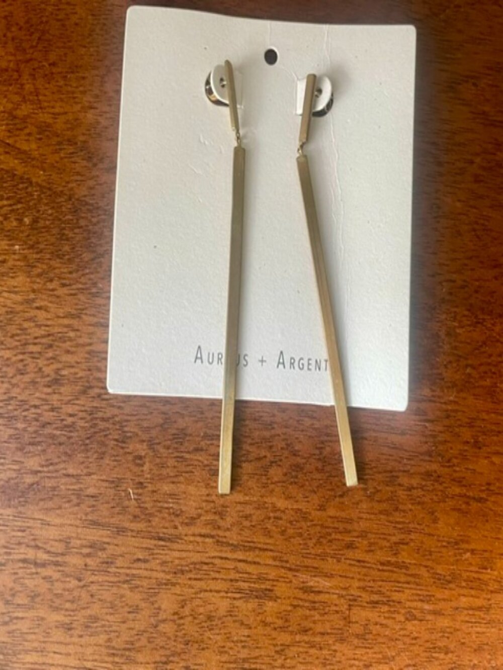 Aureus + Argent Brass Long Drop Earrings NWT Banana Republic